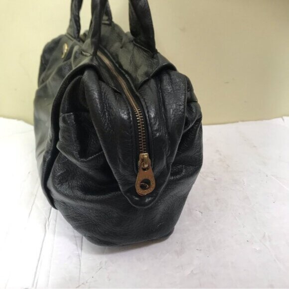 Marc By Marc Jacobs Black Pebble Leather Satchel Bag Shoulder Zipper Logo Hobo - Picture 3 of 16